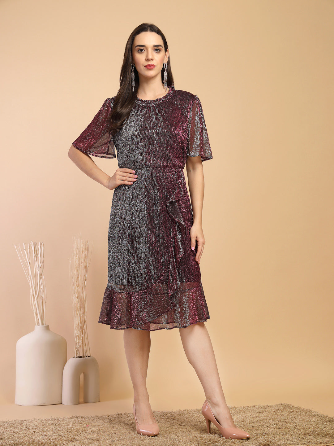 Pink Dress For Gipsy Woman Stylish And Cozy Winter Collection