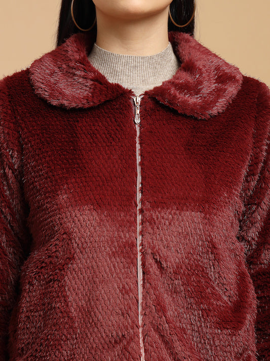 Wine Regular Fit Jacket For Gipsy Woman Stylish and Cozy Winter Collection