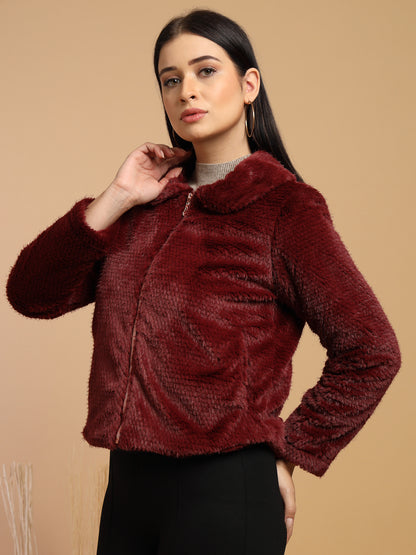 Wine Regular Fit Jacket For Gipsy Woman Stylish and Cozy Winter Collection