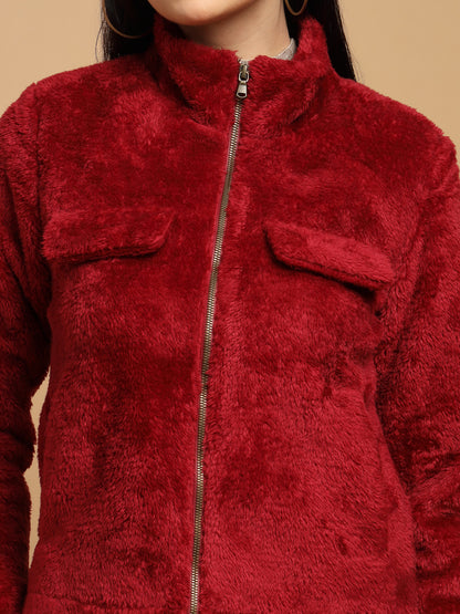 Maroon Regular Fit Jacket For Gipsy Woman Stylish and Cozy Winter Collection