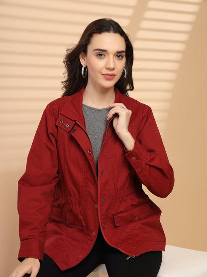 Maroon Jacket For Gipsy Woman Stylish And Cozy Winter Collection