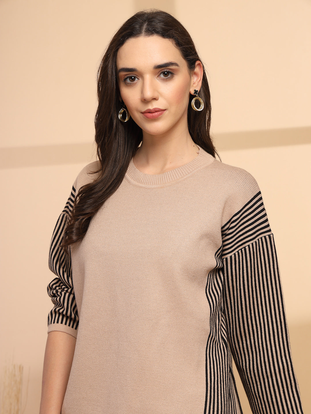 Beige & Black Co-Ord Set For Gipsy Woman Stylish And Cozy Winter Collection