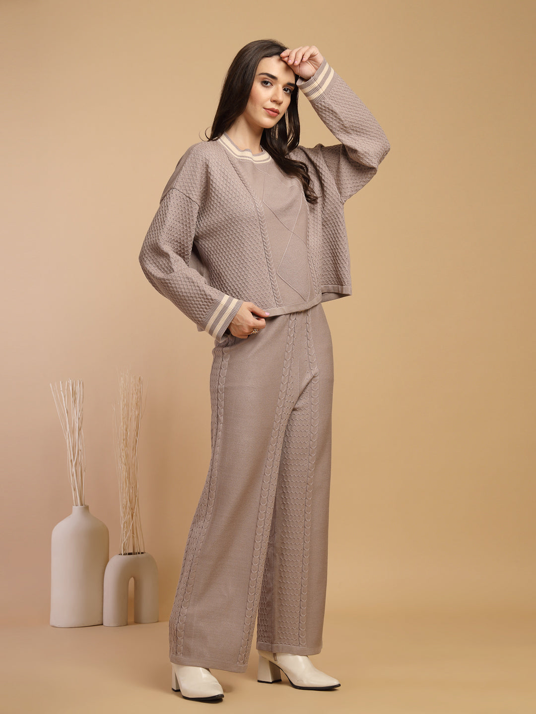 Brown & Beige Co-Ord Set For Gipsy Woman Stylish And Cozy Winter Collection