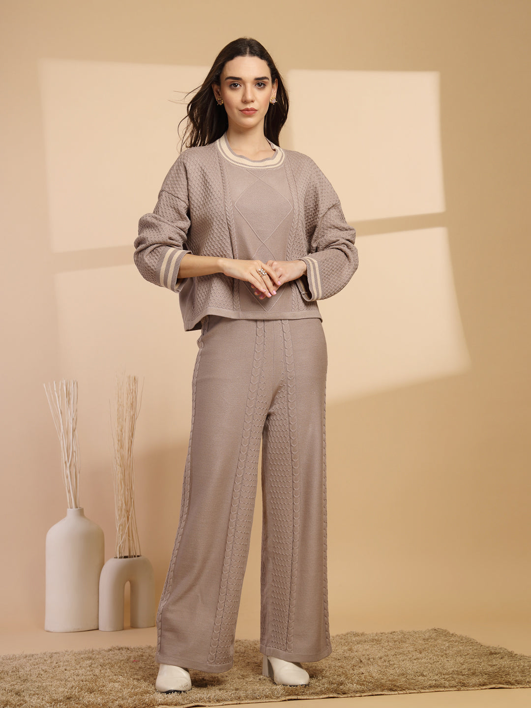 Brown & Beige Co-Ord Set For Gipsy Woman Stylish And Cozy Winter Collection