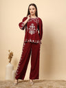 Elegant Maroon Embroidery Co-Ord Set