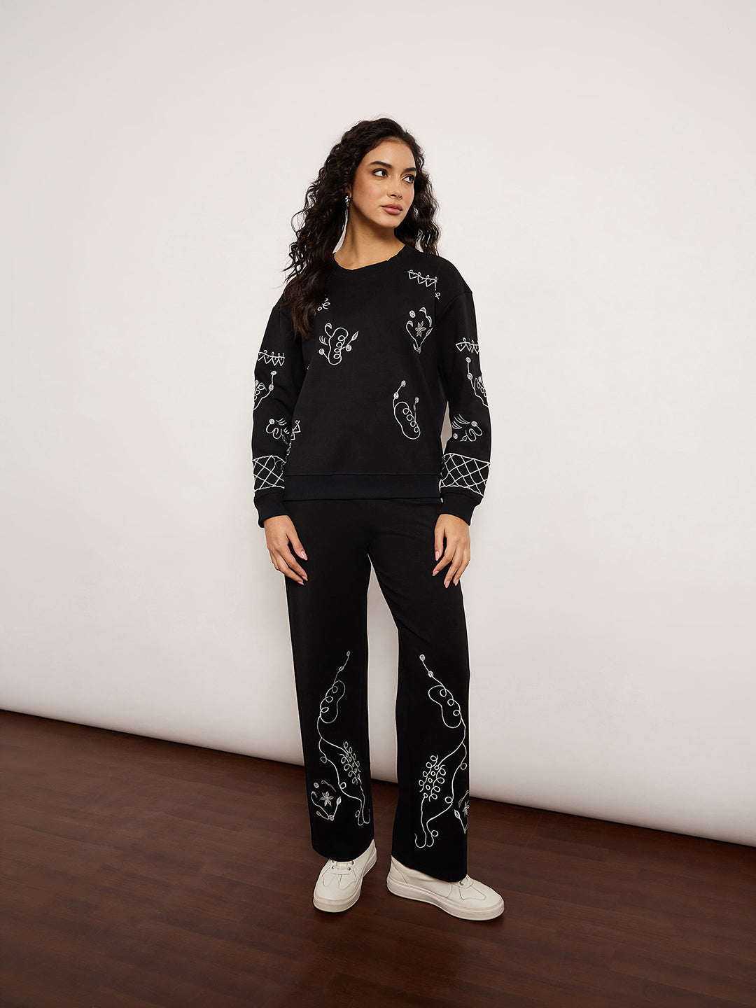 Black Co-Ord Set With Placement Embroidery