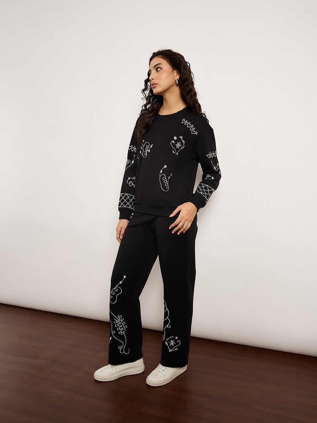 Black Co-Ord Set With Placement Embroidery