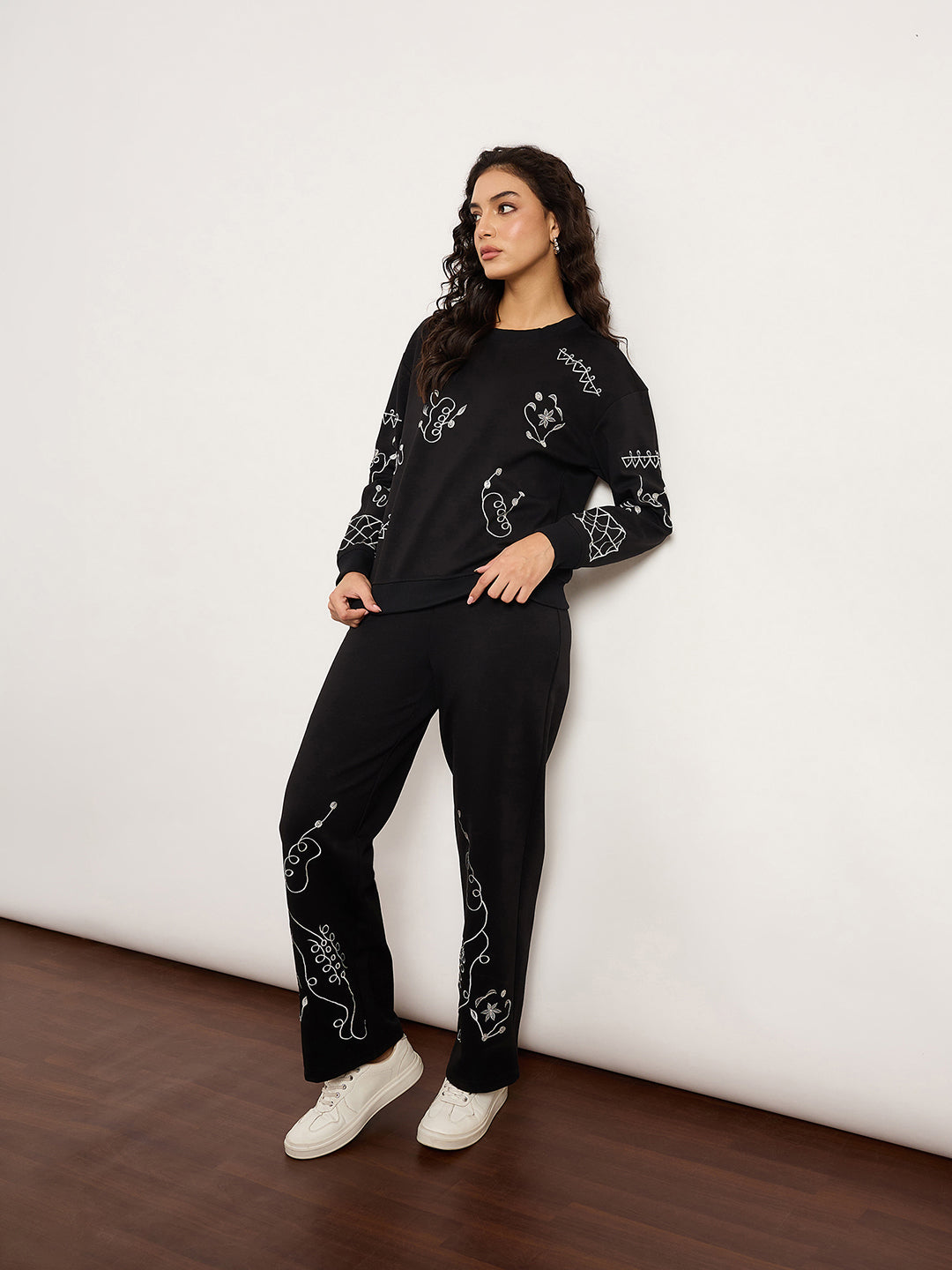 Black Co-Ord Set With Placement Embroidery