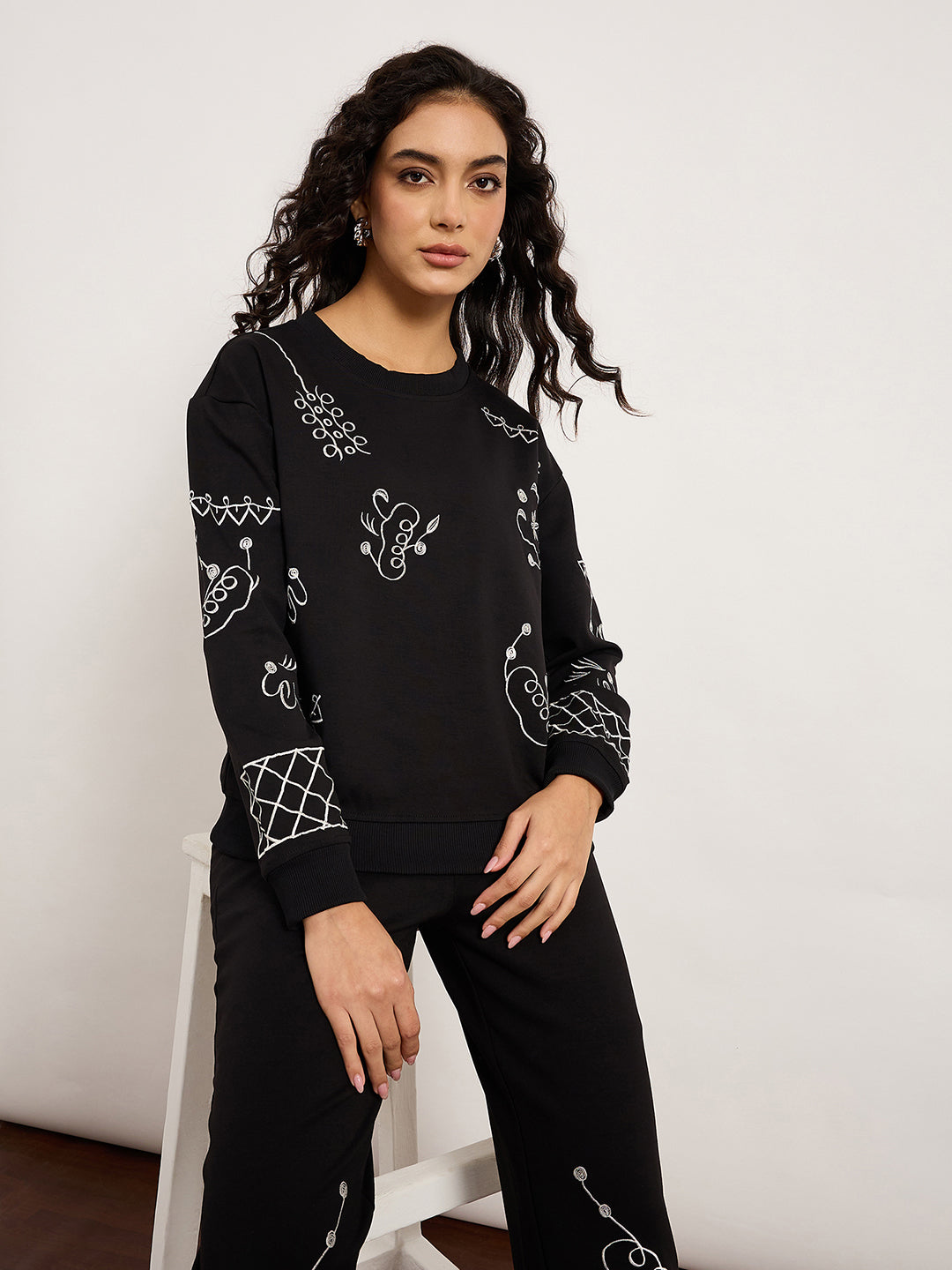 Black Co-Ord Set With Placement Embroidery
