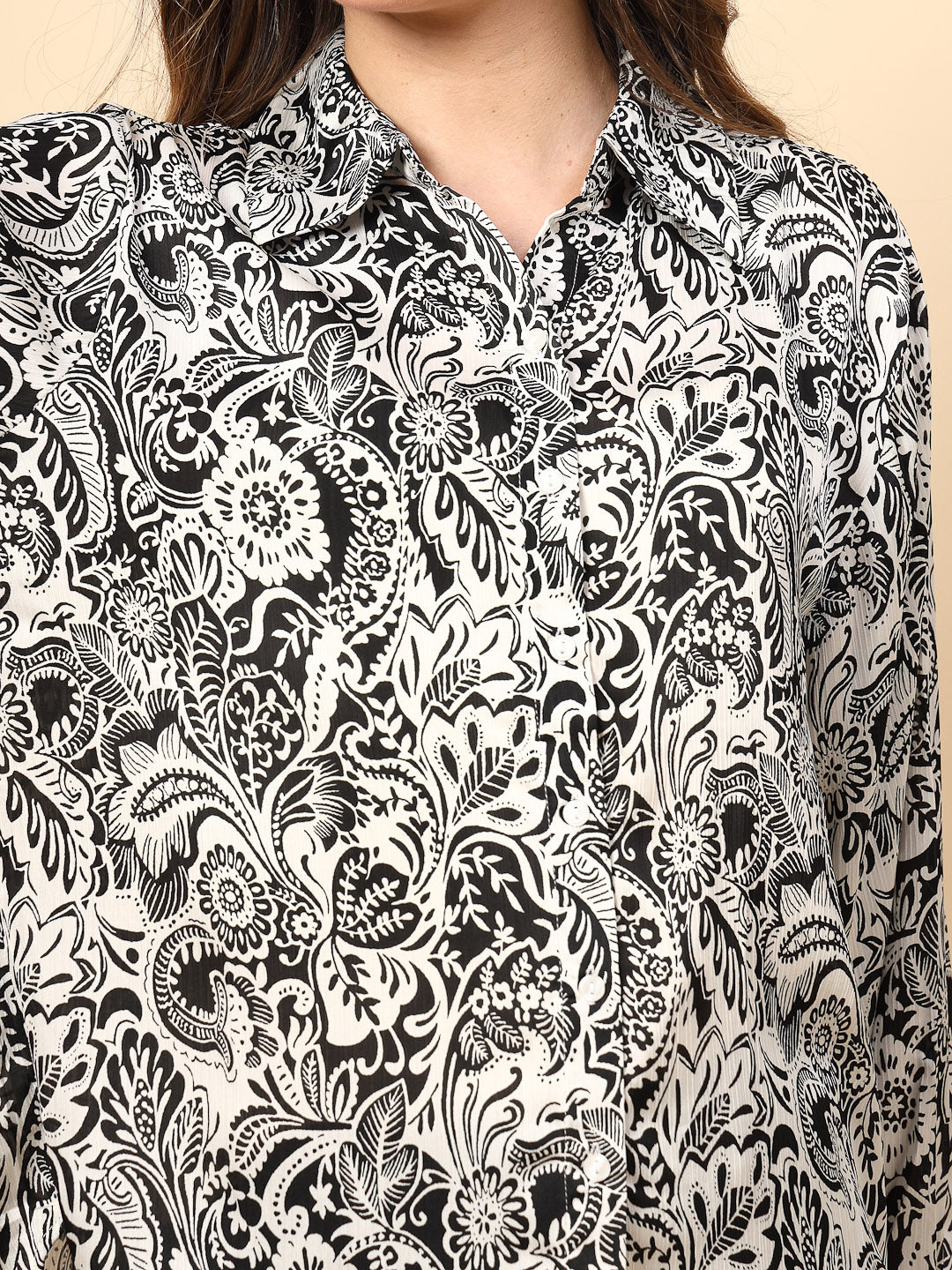 Black Shirt with Printed Fabric