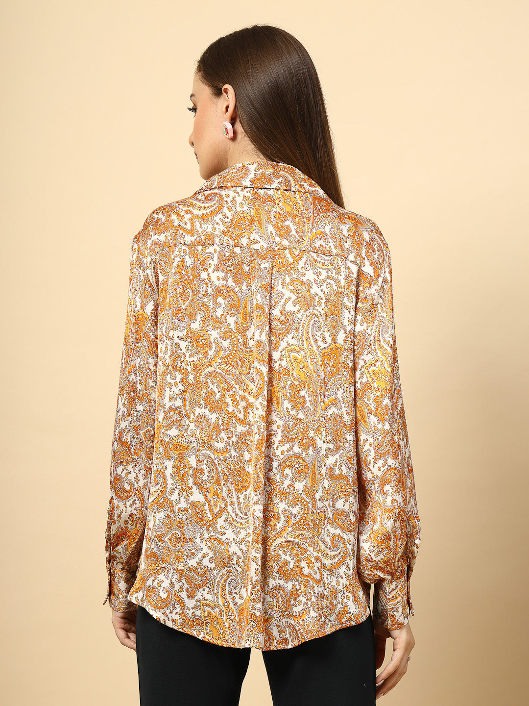Mustard Shirt with Printed Fabric