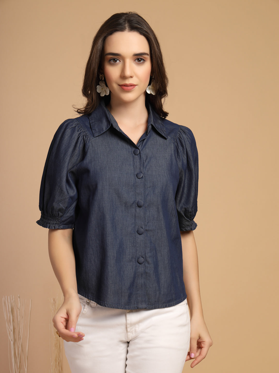 Steel Blue Shirt For Gipsy Woman Stylish And Cozy Winter Collection