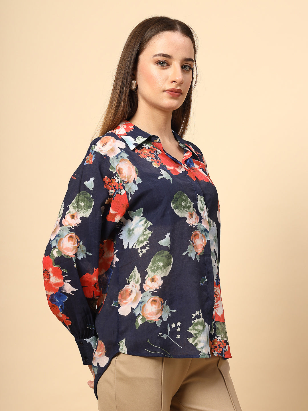 Printed Cotton  Blue Shirt