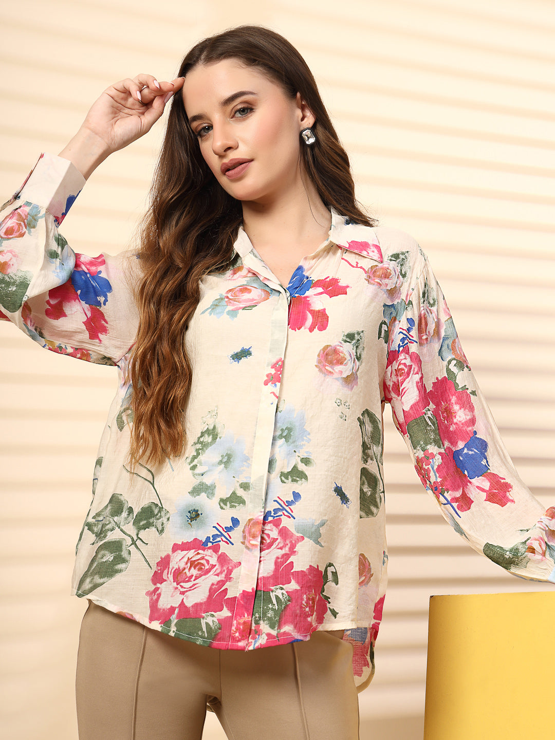 Printed Cotton White Shirt