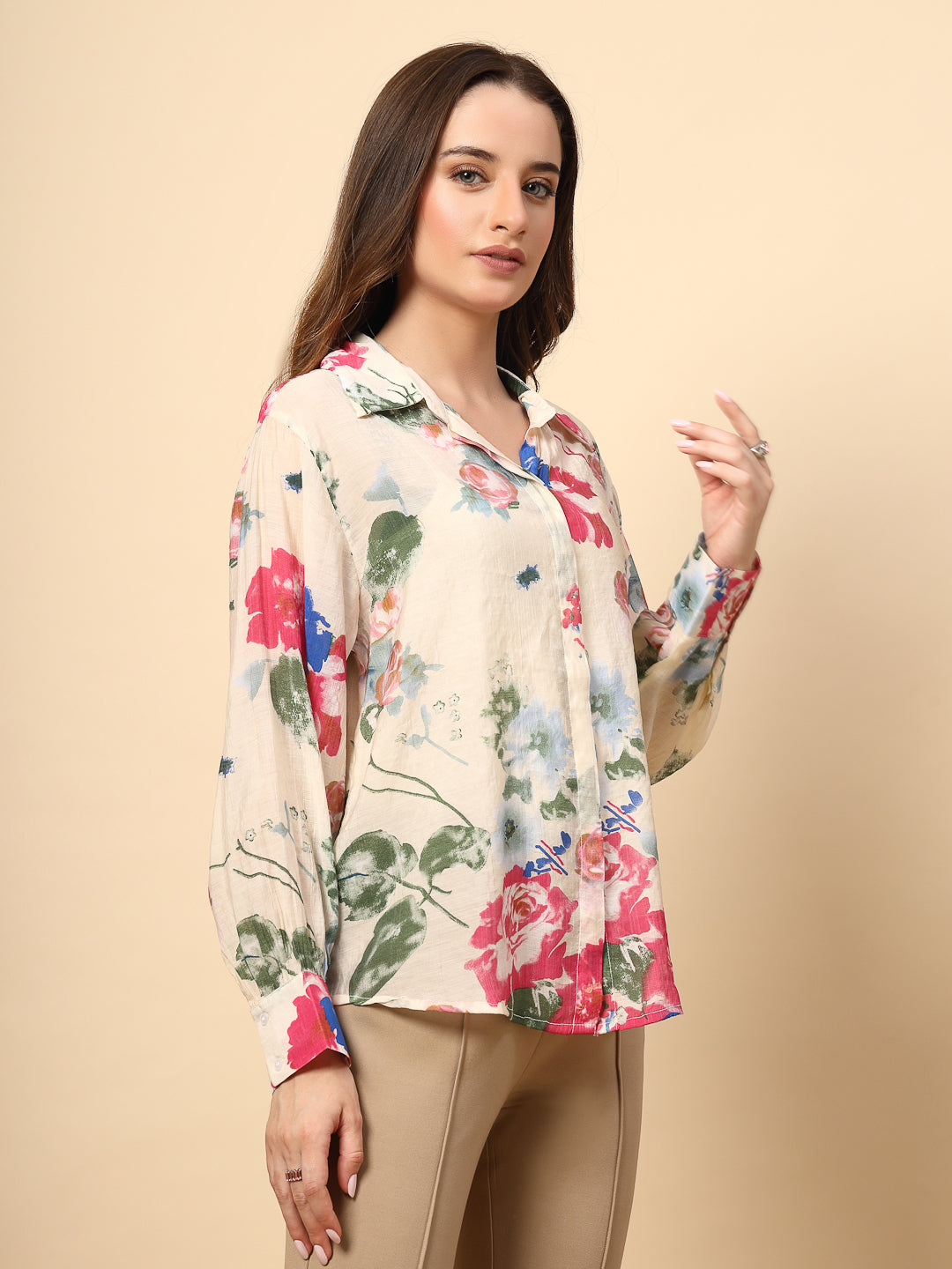 Printed Cotton White Shirt