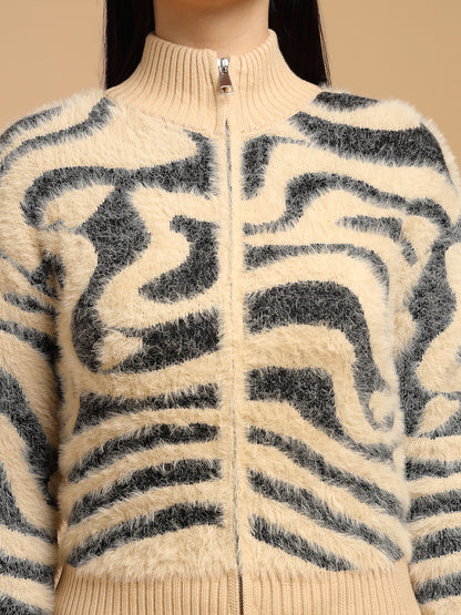 Black & Beige Regular Fit Sweater For Gipsy Woman Stylish and Cozy Winter Collection
