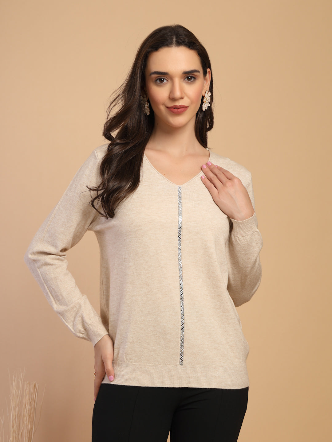 Khaki Sweater For Gipsy Woman Stylish And Cozy Winter Collection