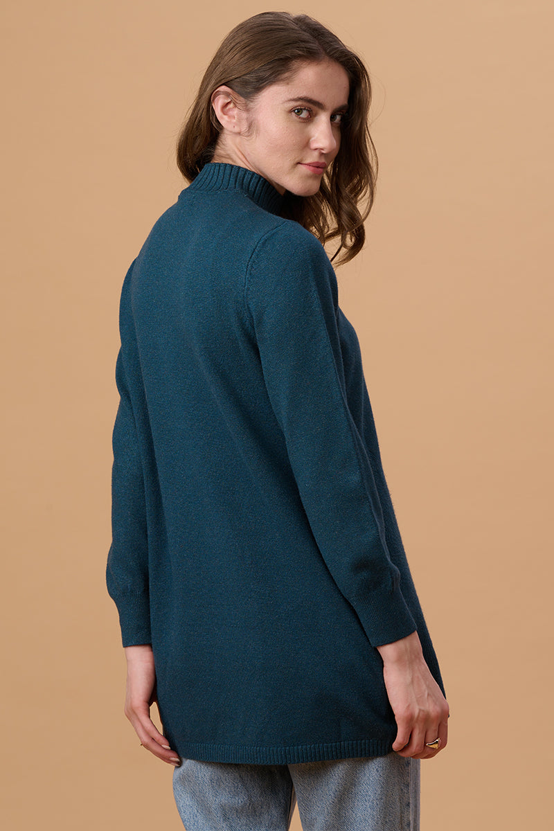 Navy Solid Round Neck Pullover Sweater