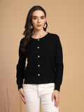 Black Solid Round Neck Sweater