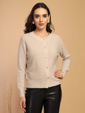 Khaki Solid Round Neck Sweater