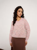 Pink Contrast Pattern Sweater