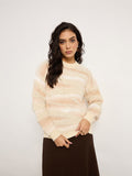 Beige Contrast Pattern Sweater