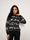 Coffee Contrast Pattern Sweater