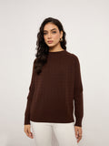 Coffee Jacquard Sweater With Turtle Neck
