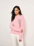 Pink Sweater With Embellished Patch