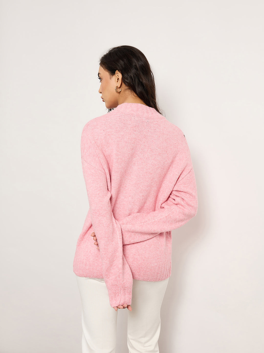 Pink Sweater With Embellished Patch