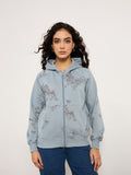 Blue Zip-Up Sweatshirt With Kangaroo Pocket