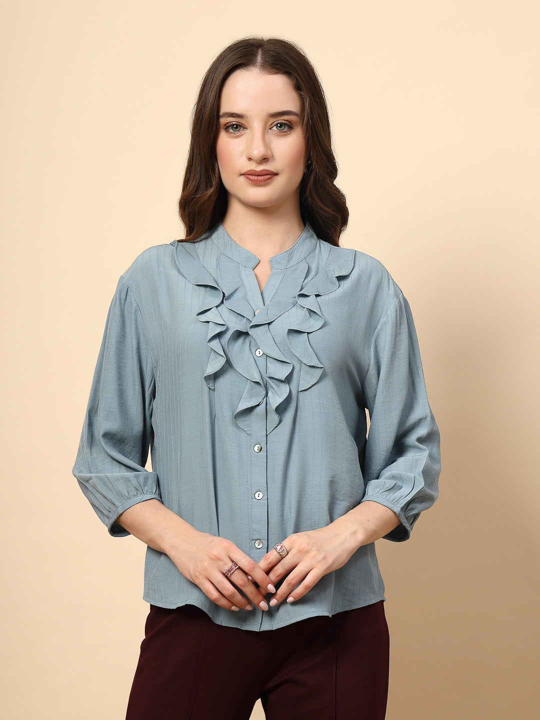 Sage Tunic with Front Frill