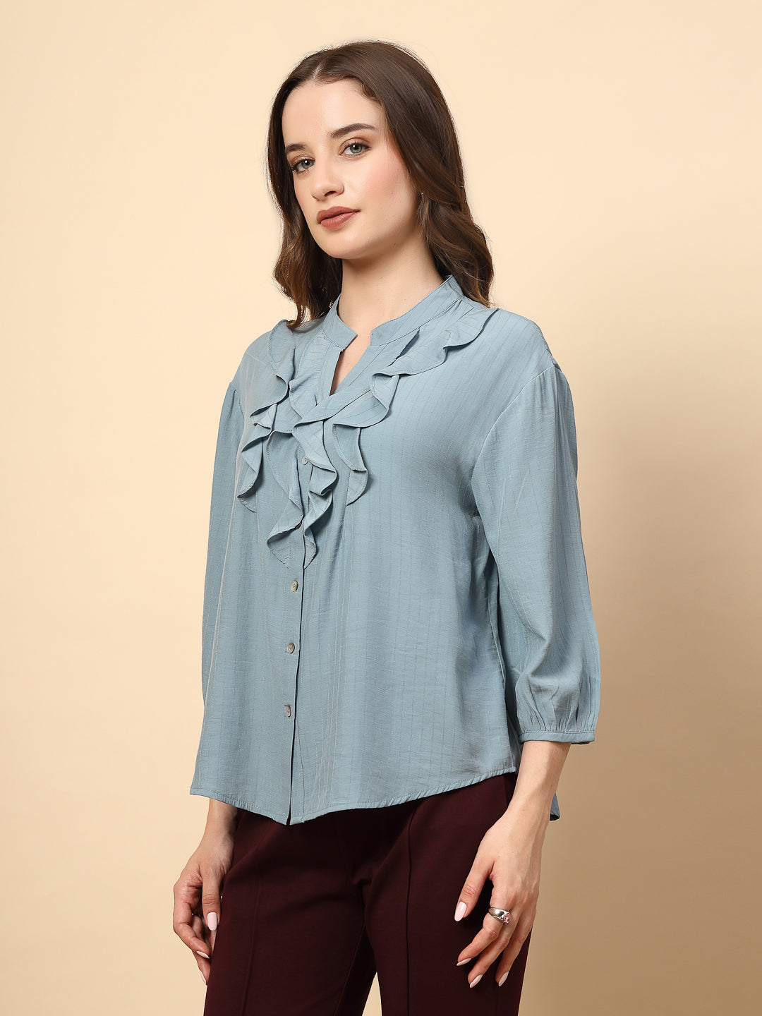 Sage Tunic with Front Frill