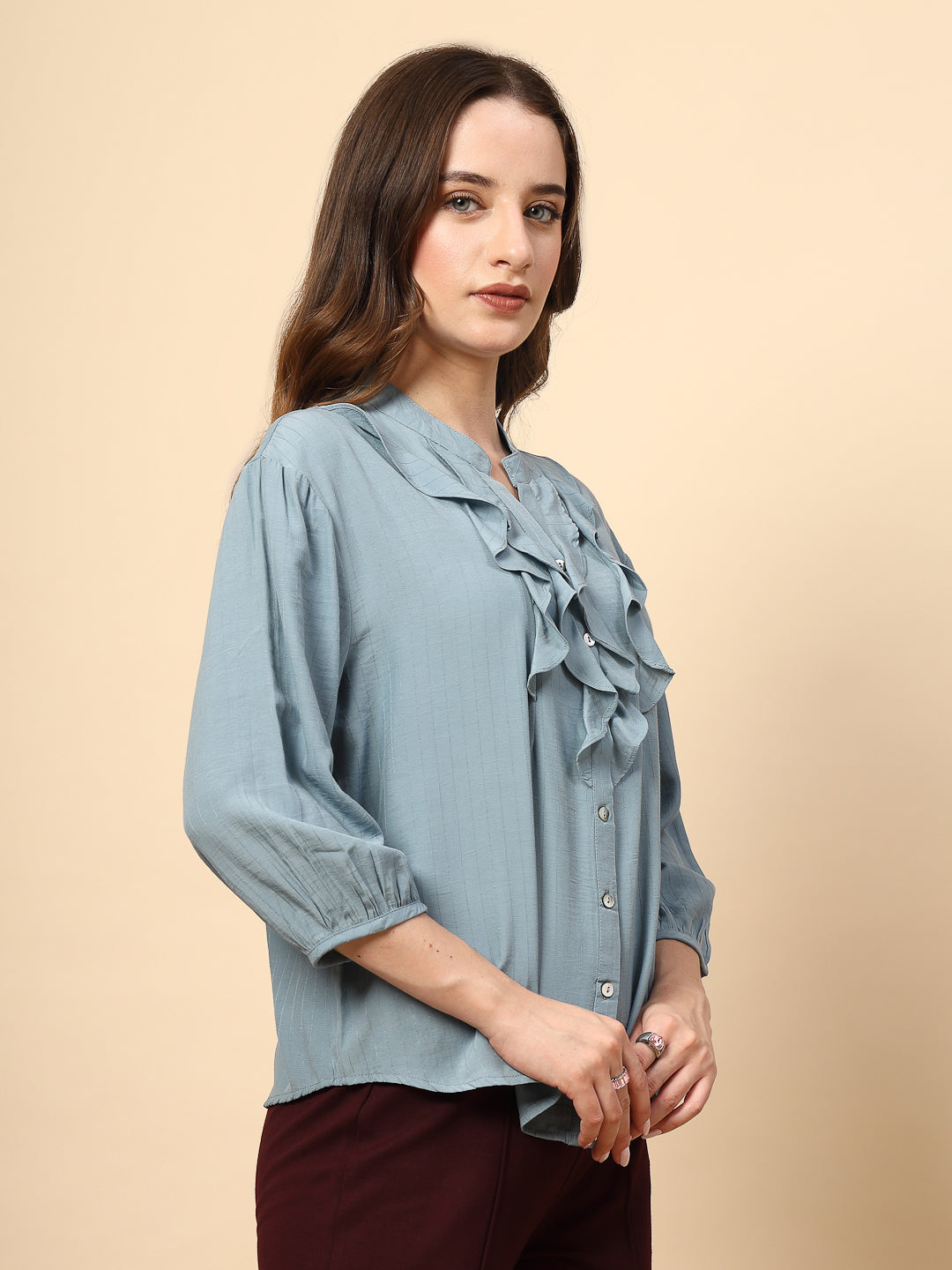 Sage Tunic with Front Frill