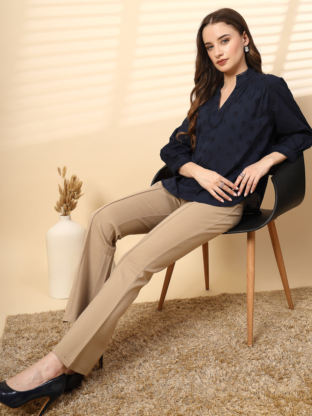 Gipsy Navy Blue Embroidery Cotton Tunic