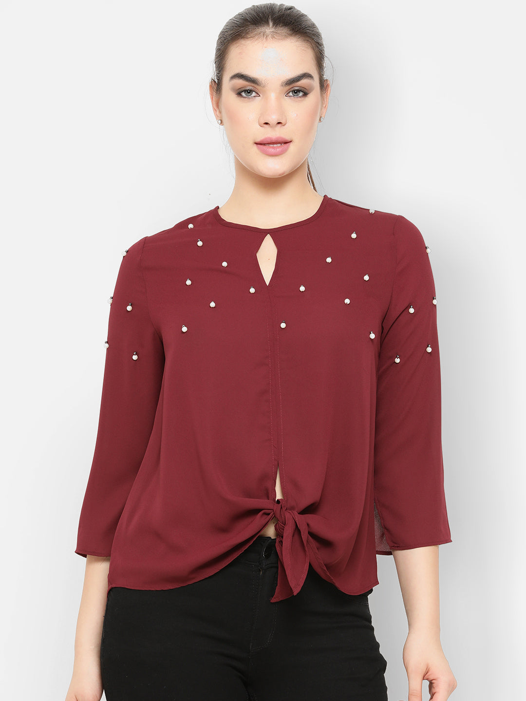 Gipsy Maroon Beaded Top