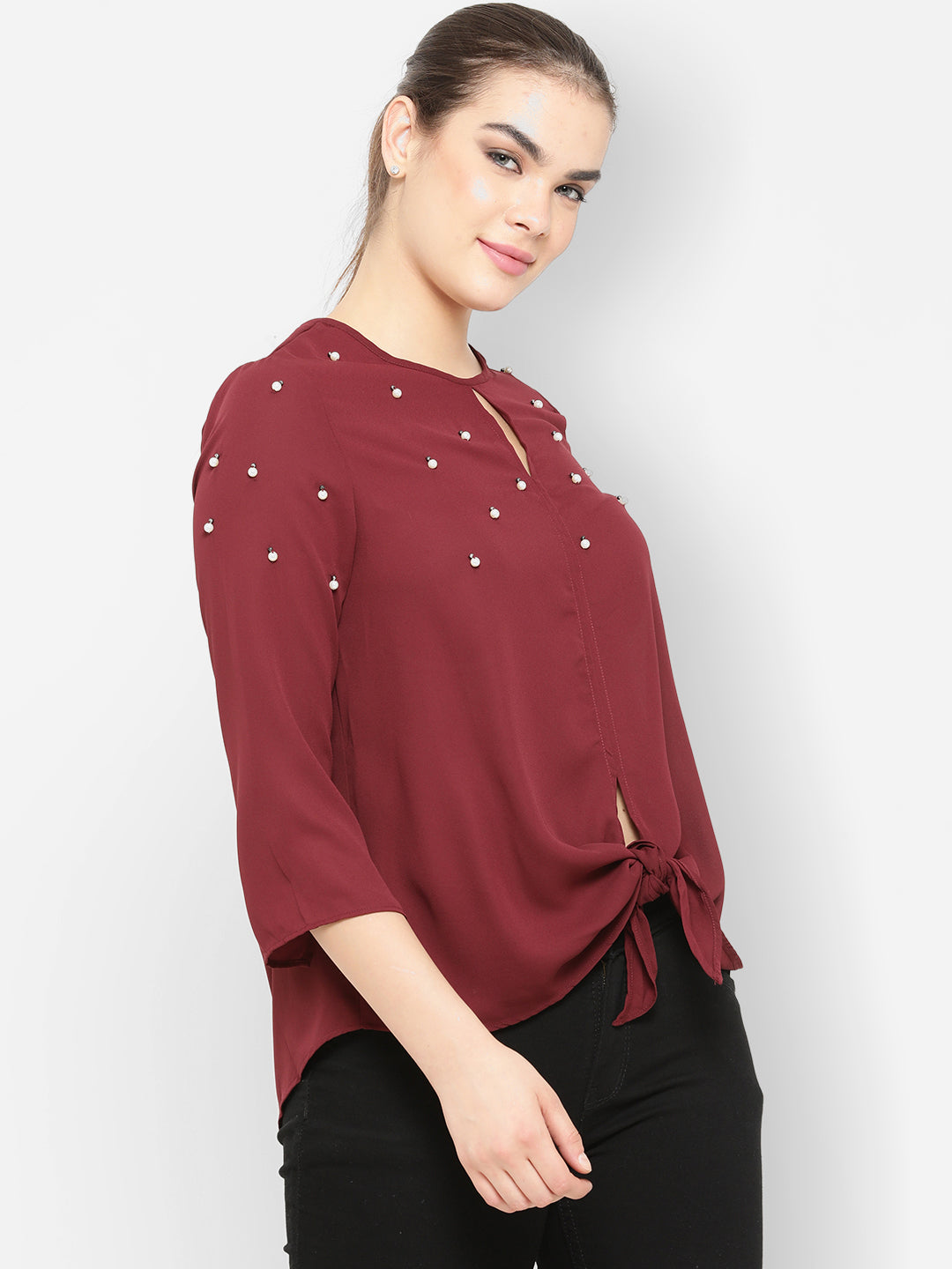 Gipsy Maroon Beaded Top