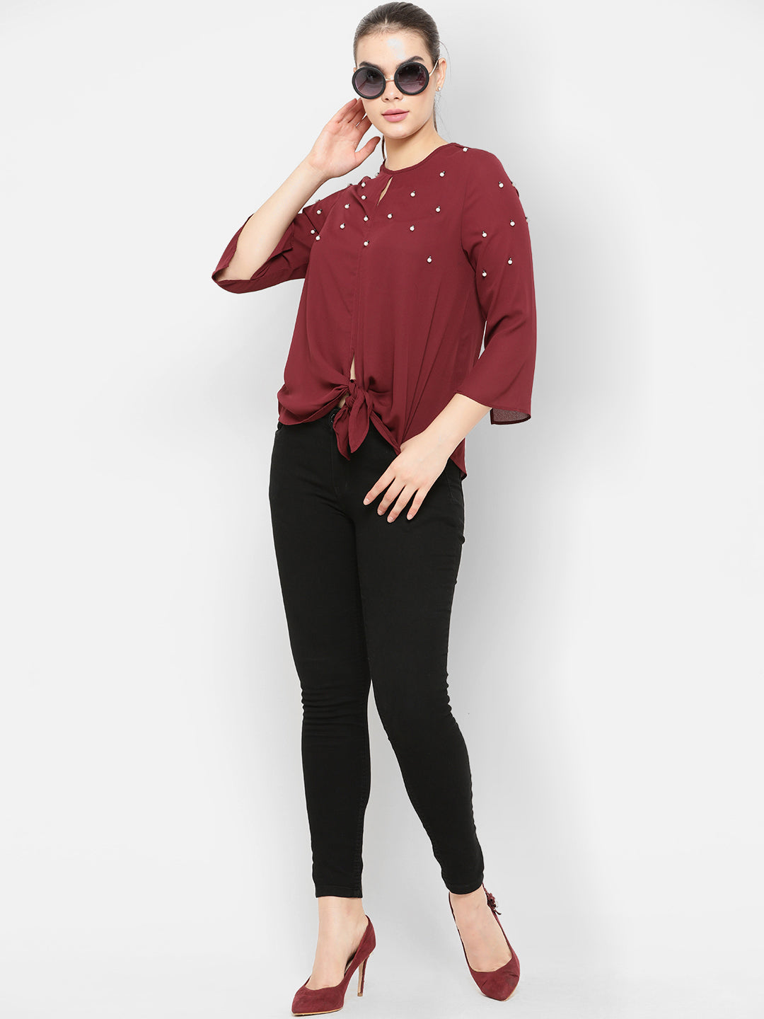 Gipsy Maroon Beaded Top