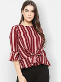 Gipsy Wine Striped Hues Knotted Top