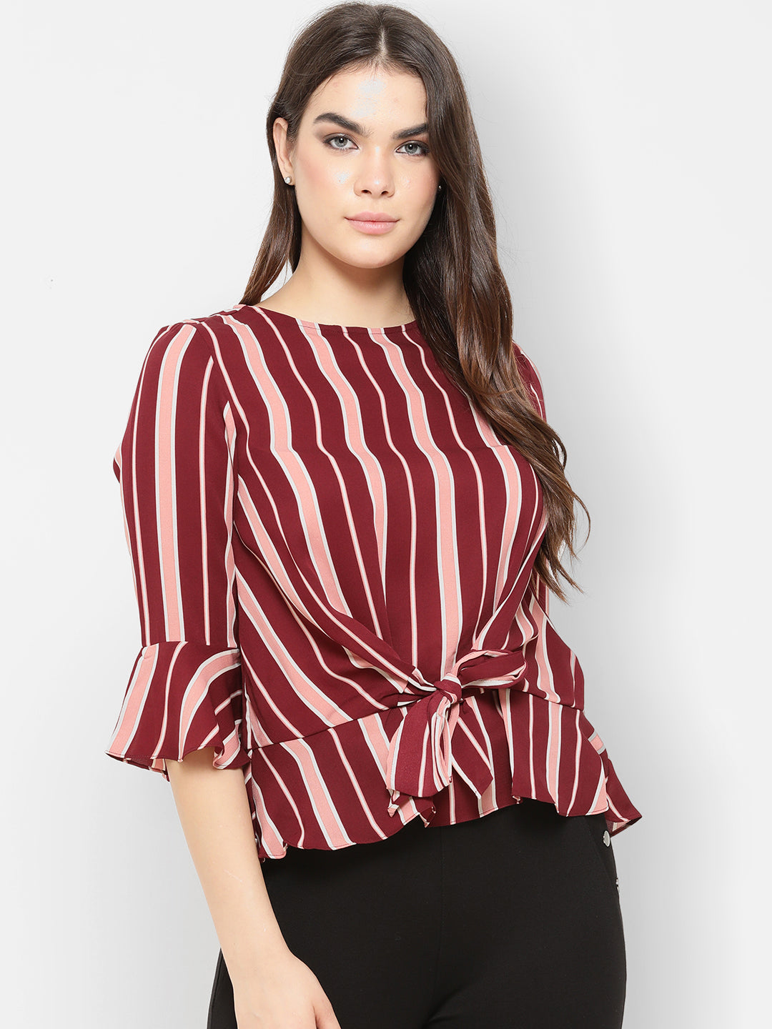 Gipsy Wine Striped Hues Knotted Top
