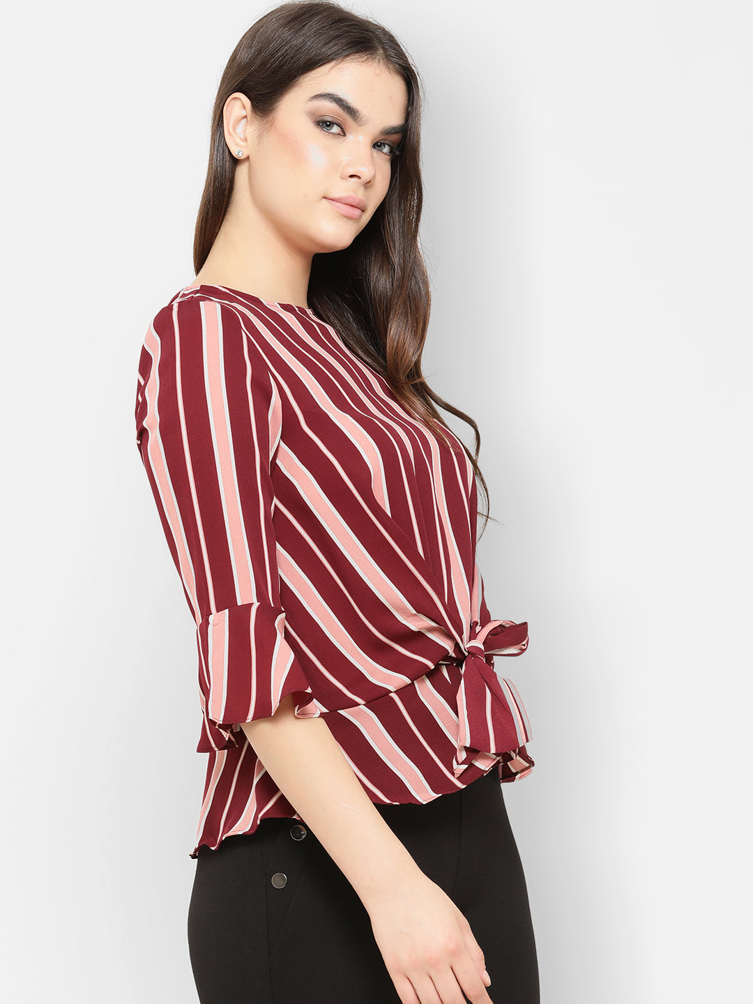 Gipsy Wine Striped Hues Knotted Top