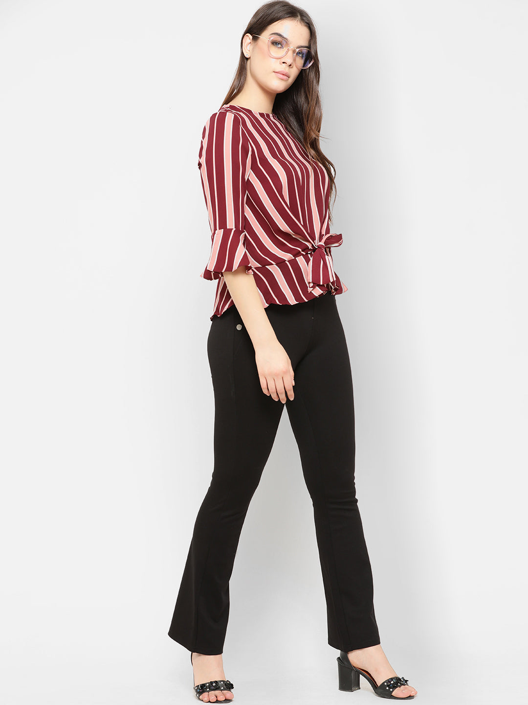Gipsy Wine Striped Hues Knotted Top