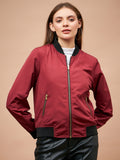Gipsy Maroon Solid Polyester Jacket