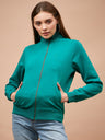 Gipsy Women Shirt Collar Straight Full Sleeve Polyester Fabric Jade Green Jackets