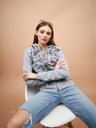 Gipsy Grey Floral Print Poly Cotton Sweatshirt