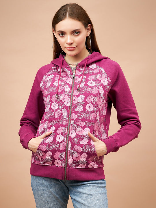 Gipsy Magenta Purple Floral Poly Cotton Sweatshirt
