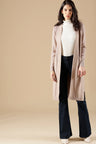 Khaki Regular Fit Acrylic Long Cardigan