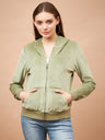Gipsy Women Hoodie Neck Straight Full Sleeve Cotton/Poly Fabric Mint Green Sweatshirt