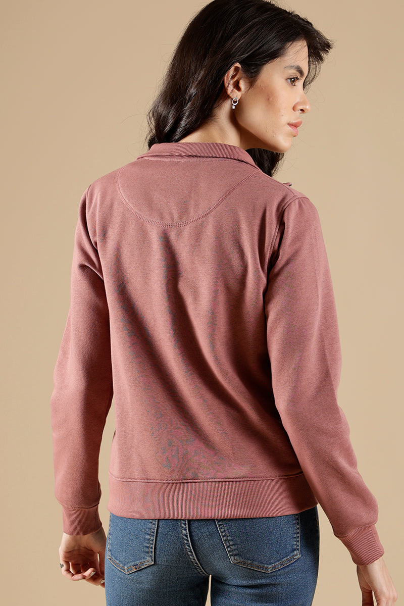 Dusky Pink Regular Fit Cotton Blend Sweatshirt