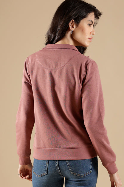 Dusky Pink Regular Fit Cotton Blend Sweatshirt